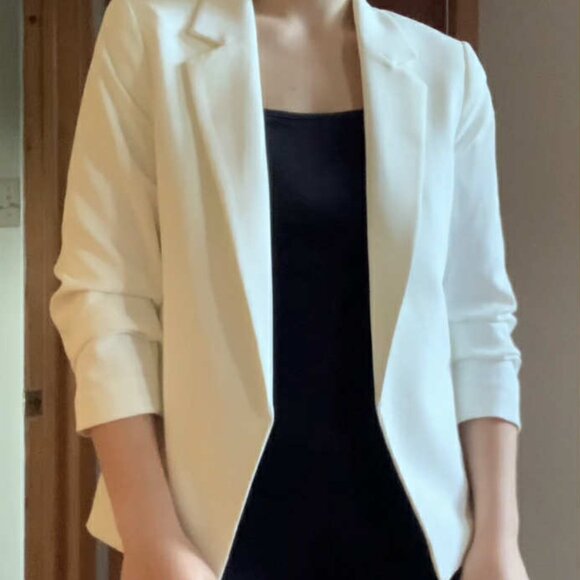 Cream/White Blazer By H&M | Size S | With 3/4 Rolled Sleeves - Picture 1 of 2